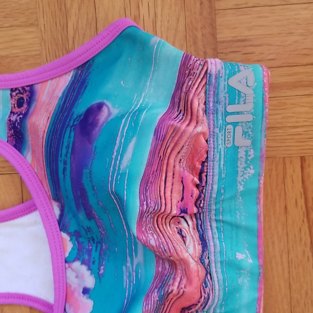 FILA Sport Running Racerback Bra with Bright Pattern - Picture 2 of 5